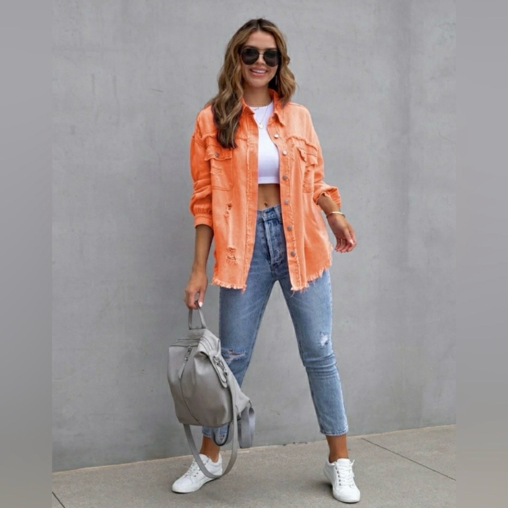 VICI COLLECTION ALBERTA COTTON FRAYED SHACKET
